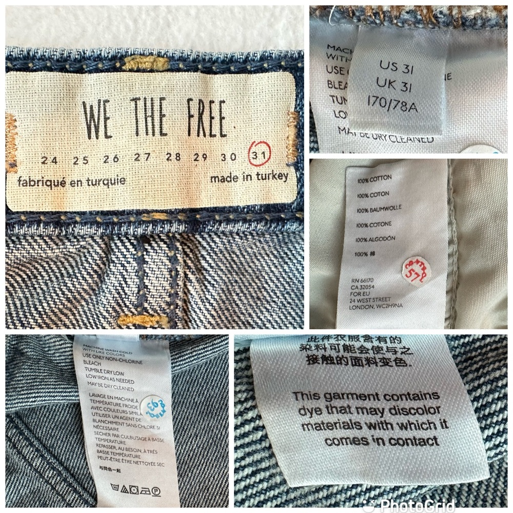 We the Free Harvey Blue Denim Mini Skirt Distressed Raw Hem Button Fly, size 31 - Picture 16 of 16
